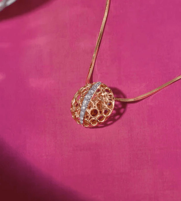 Porous Glow Gold & Diamond Pendant